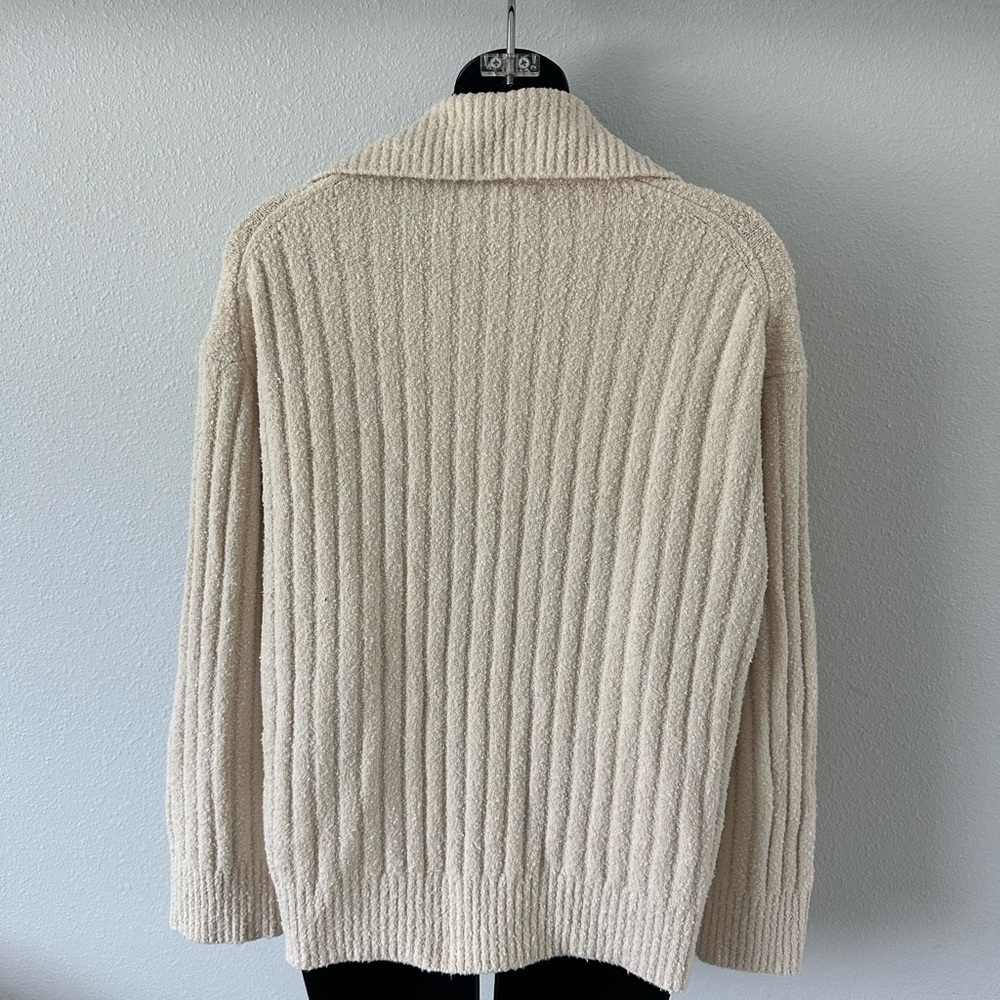 J. Crew V-Neck Ribbed Sweater in Cream - Picture 2 of 7